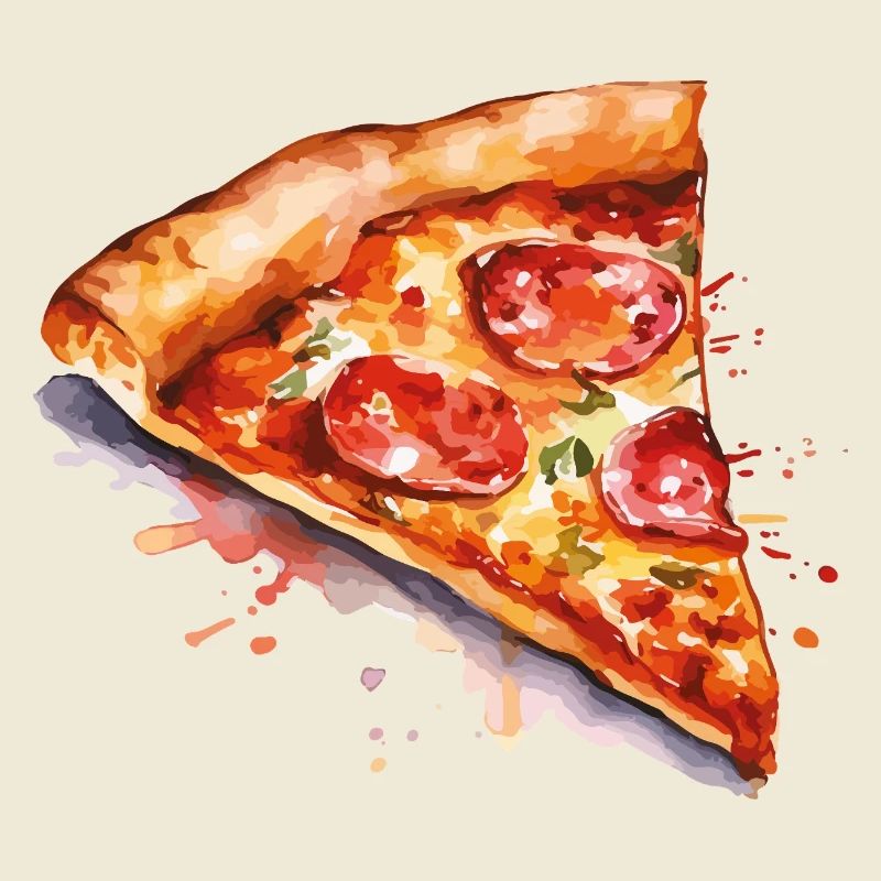 Tranche de pizza aquarelle