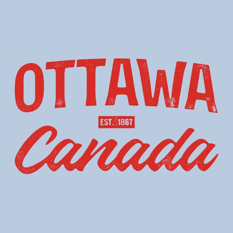 Ottawa Canada Retro Script Rouge