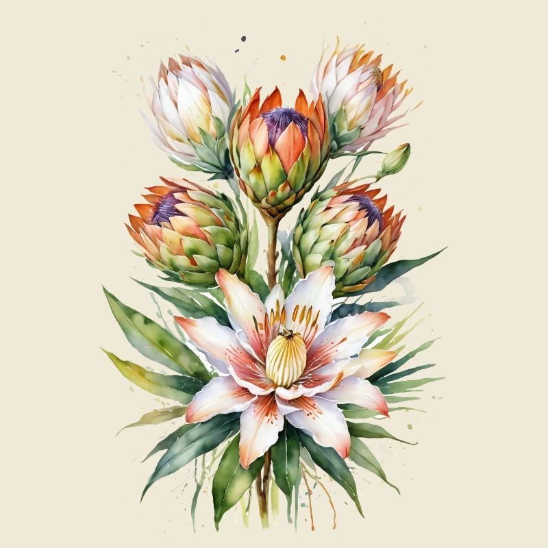 Protea Bloom Aquarelle