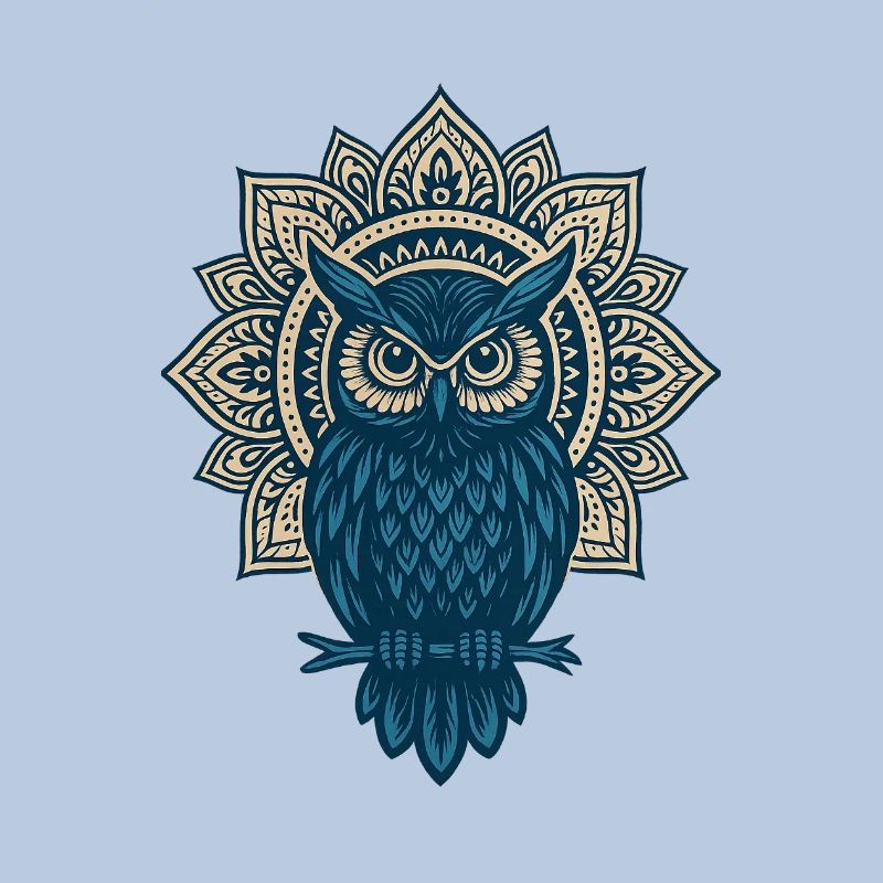 Blauer Eulen Mandala