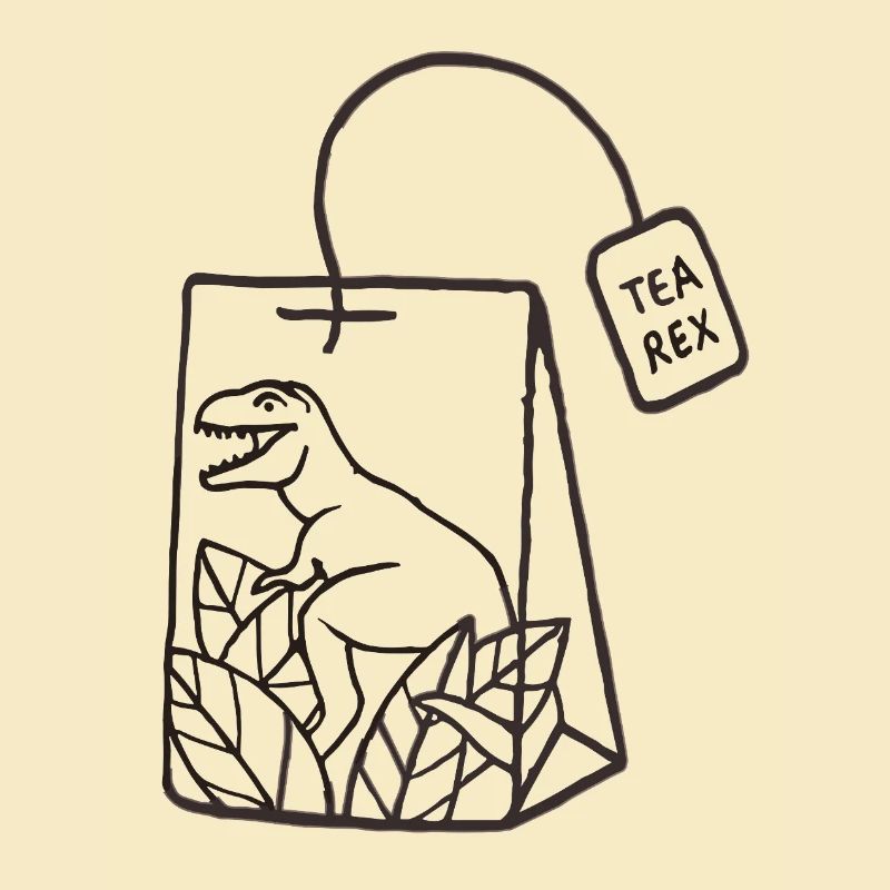 Conception de sachet de thé dinosaure