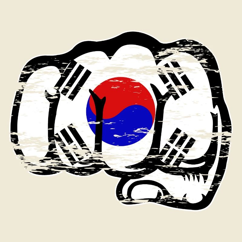 Drapeau de la Corée du Sud Main Poing Utilisé