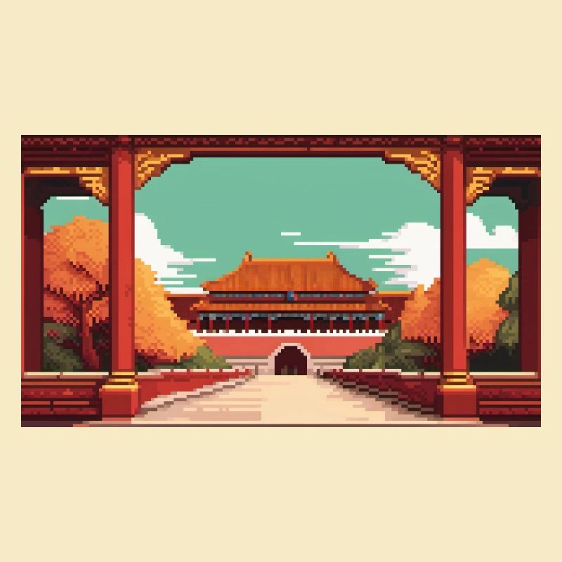 La Cité Interdite, Pékin, Chine - Pixel Art