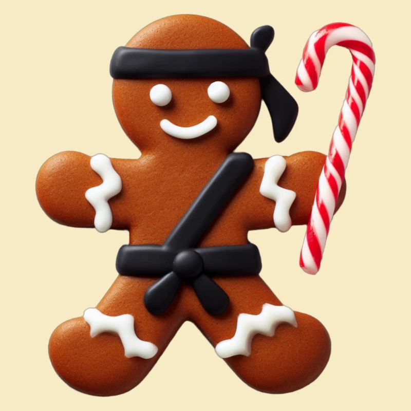 Funny Ninja Gingerbread Man Cookie Candy Cane