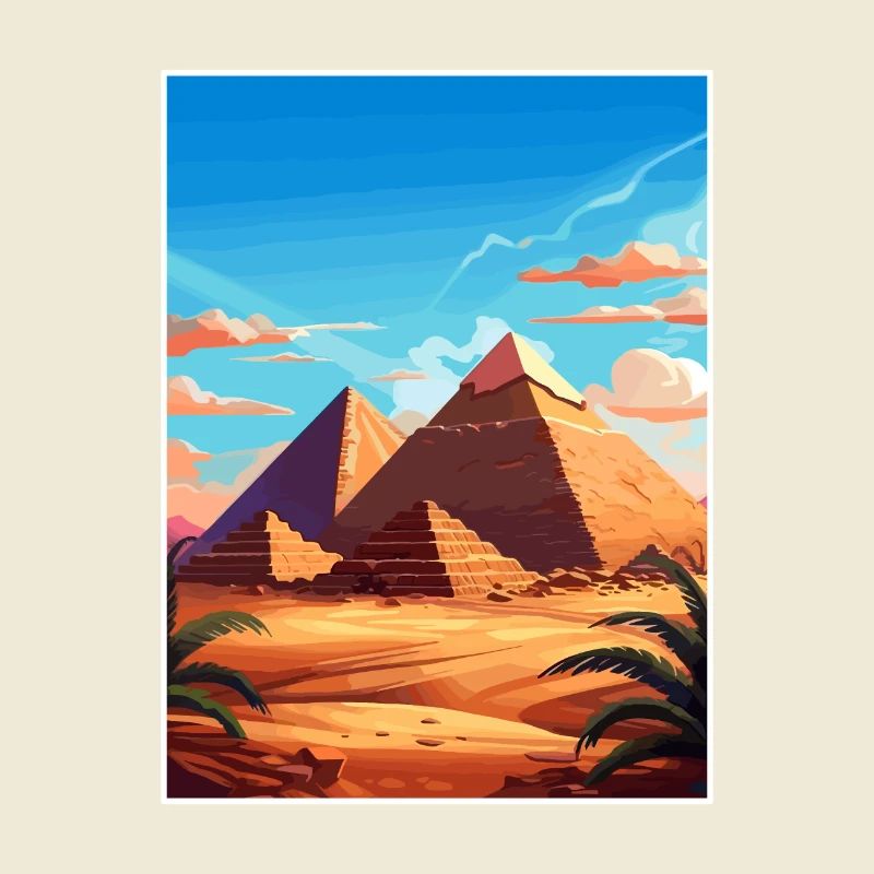 Le Caire, Égypte, Grandes Pyramides De Gizeh, Affiche De Voyage
