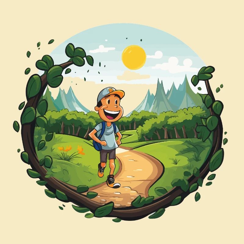 Wanderer am Waldpfad