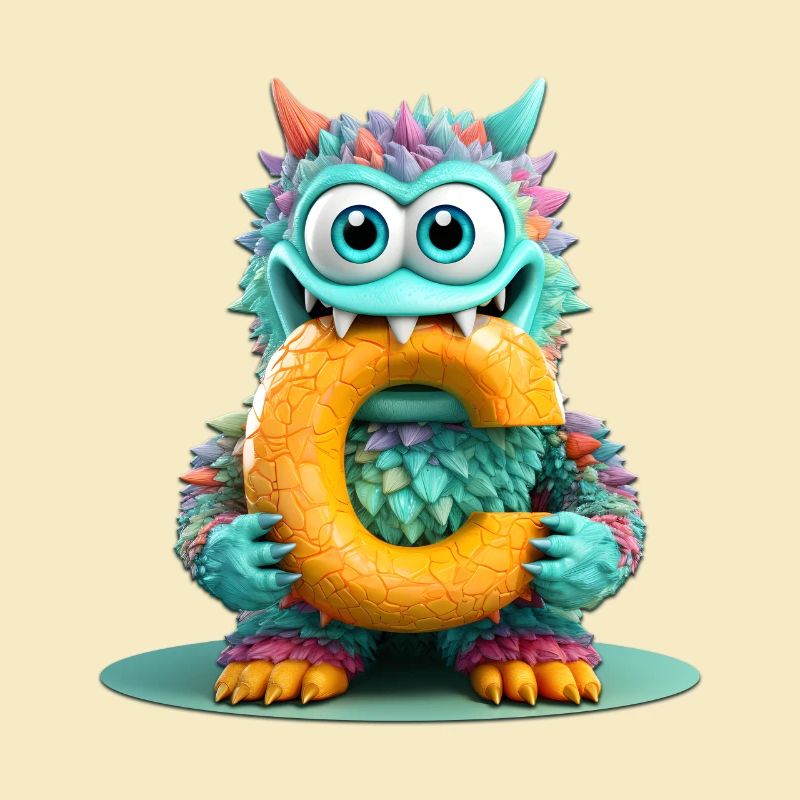 Bunter Monster mit Buchstabe C
