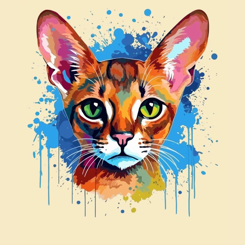 Art éclaboussuré de chat abyssinienne graphique coloré