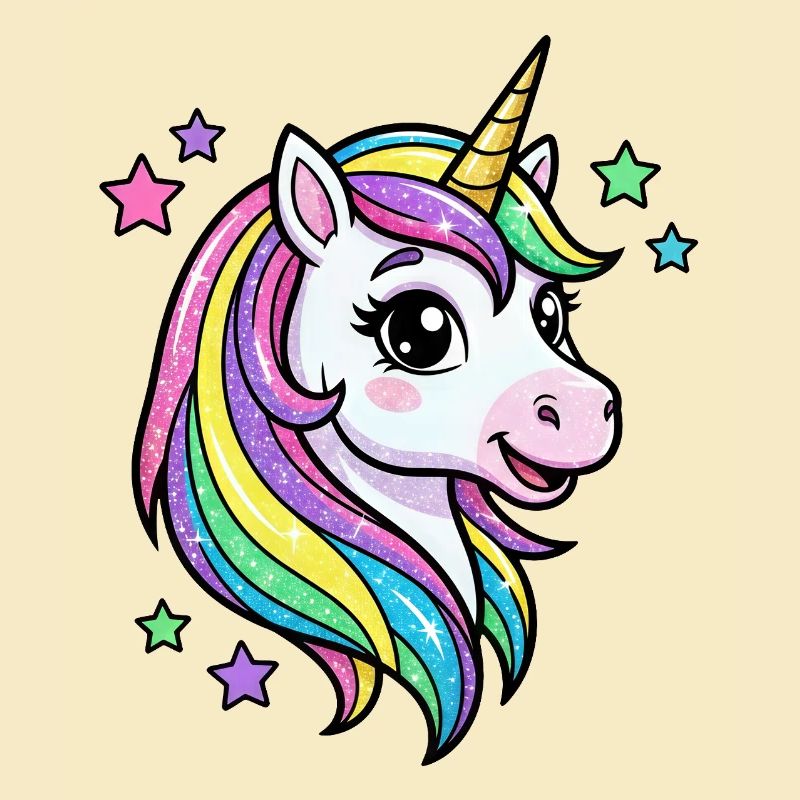 Regenbogen Einhorn Glitzerkopf