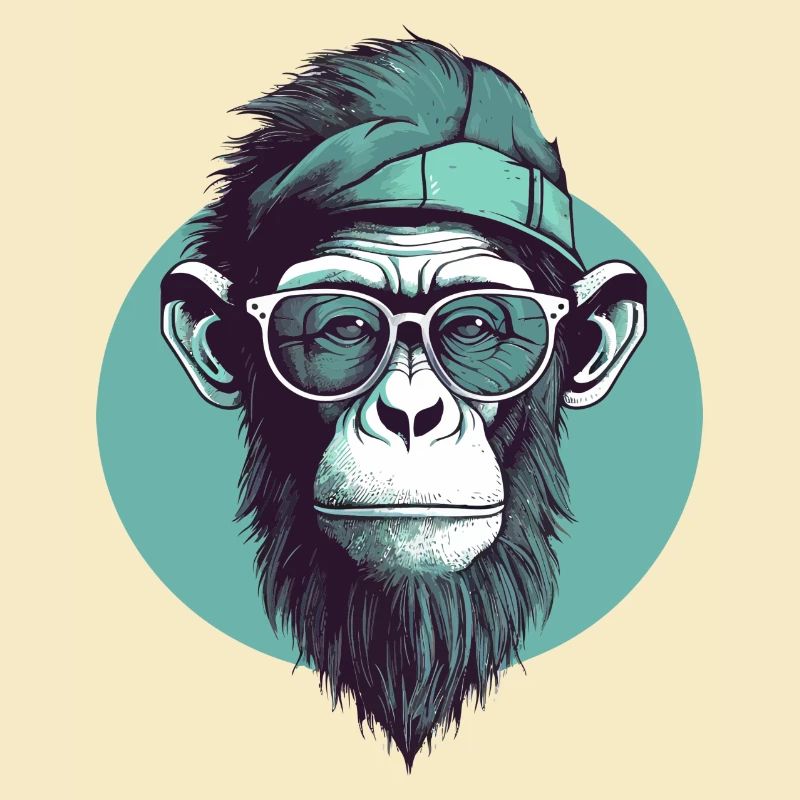 Cooler Hipster Affe mit Brille und Cap
