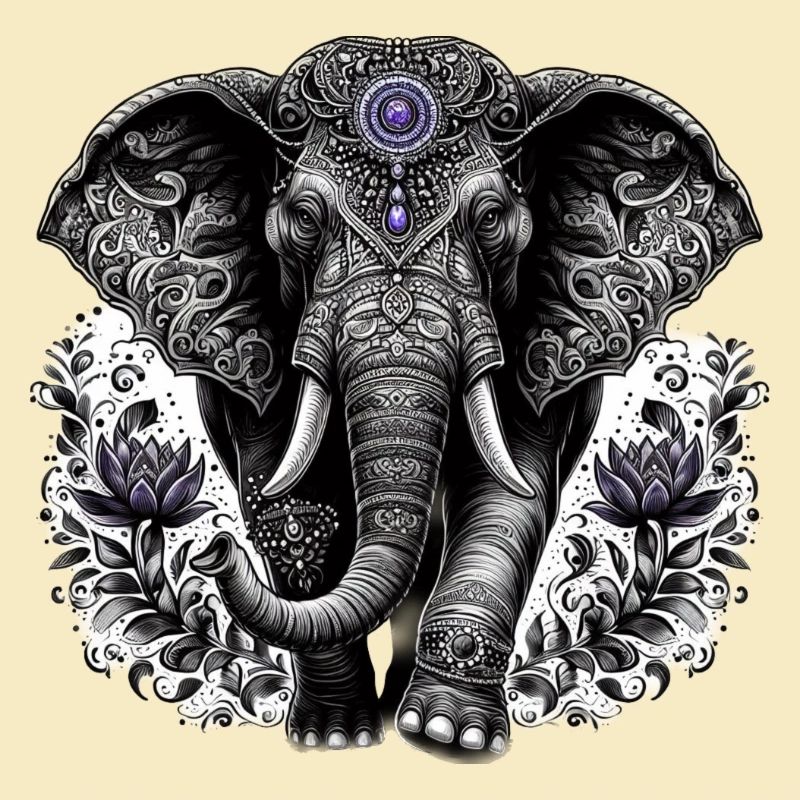 Éléphant avec coiffe