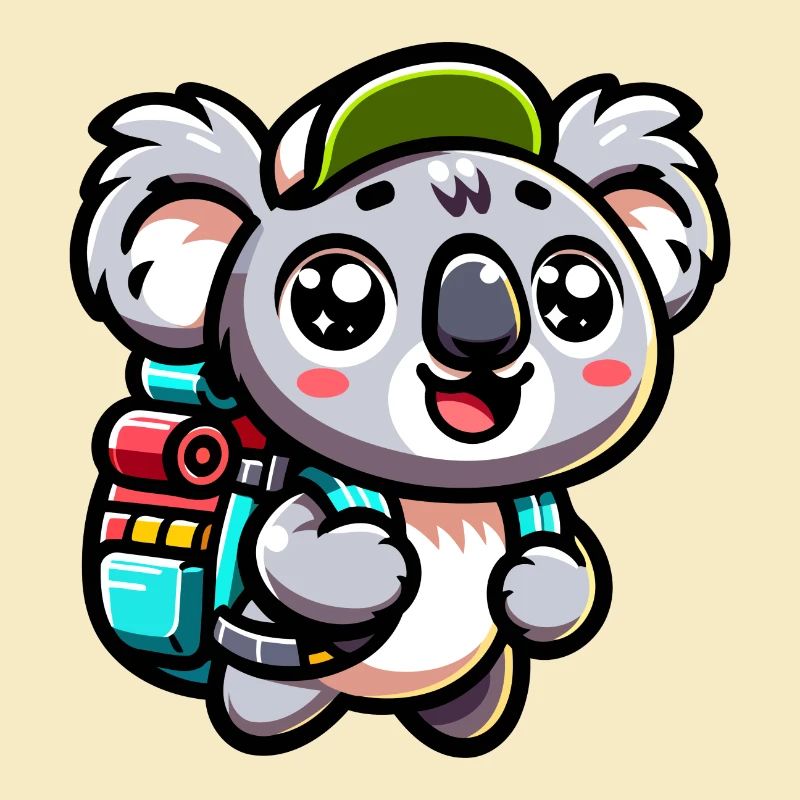 Adventurous Koala Backpacker Illustration