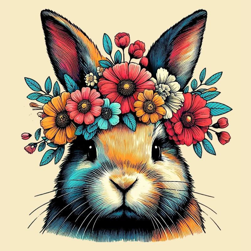 Rabbit with Flowers