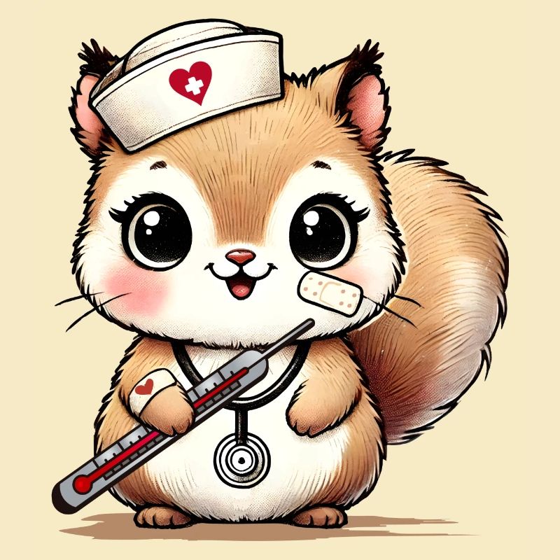 Adorable squirrel as a nurse