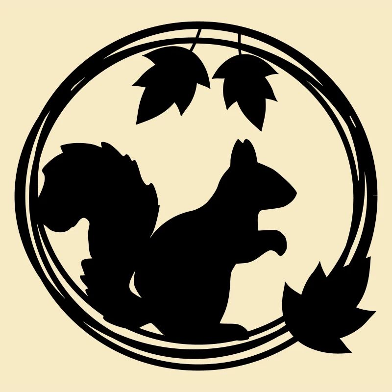 Silhouette d’écureuil en couronne de feuilles