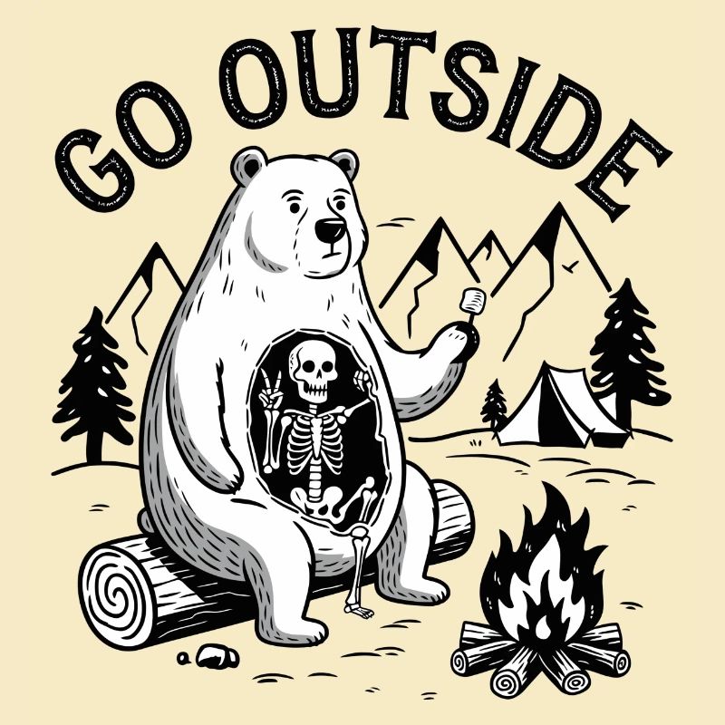 Squelette d’ours feu de camp graphique