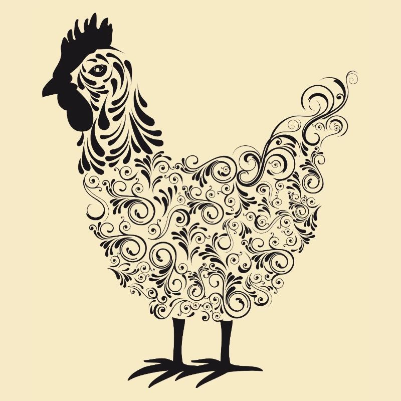 Artistic Chakra Rooster with Floral Patterns