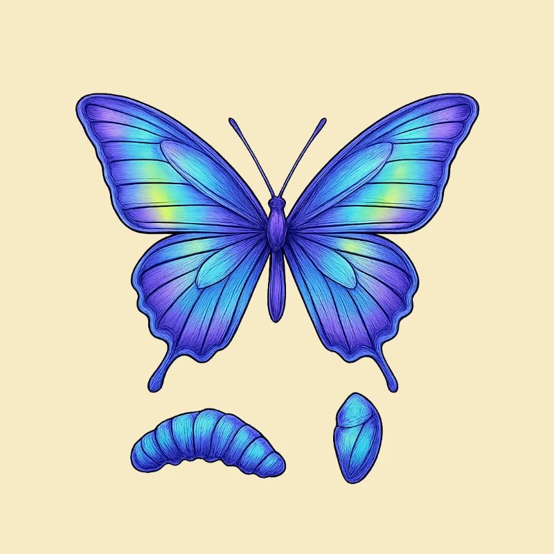 Blue gradient butterfly