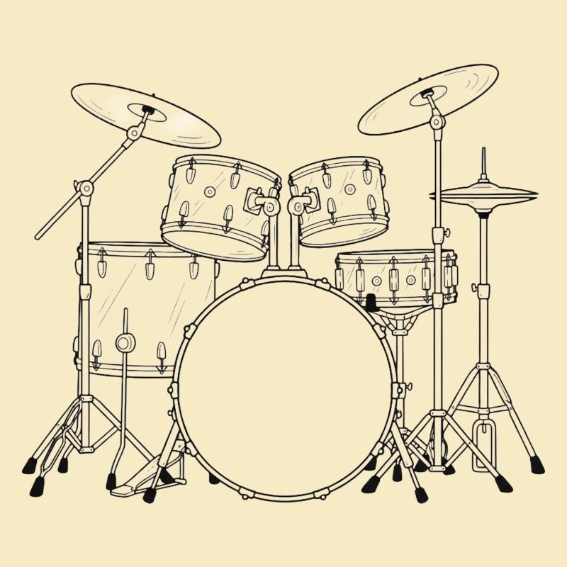 Black and White Drumset Sketch