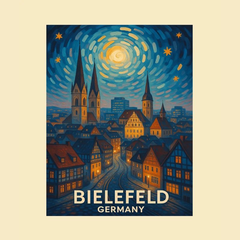 Bielefeld Night Panorama Skyline