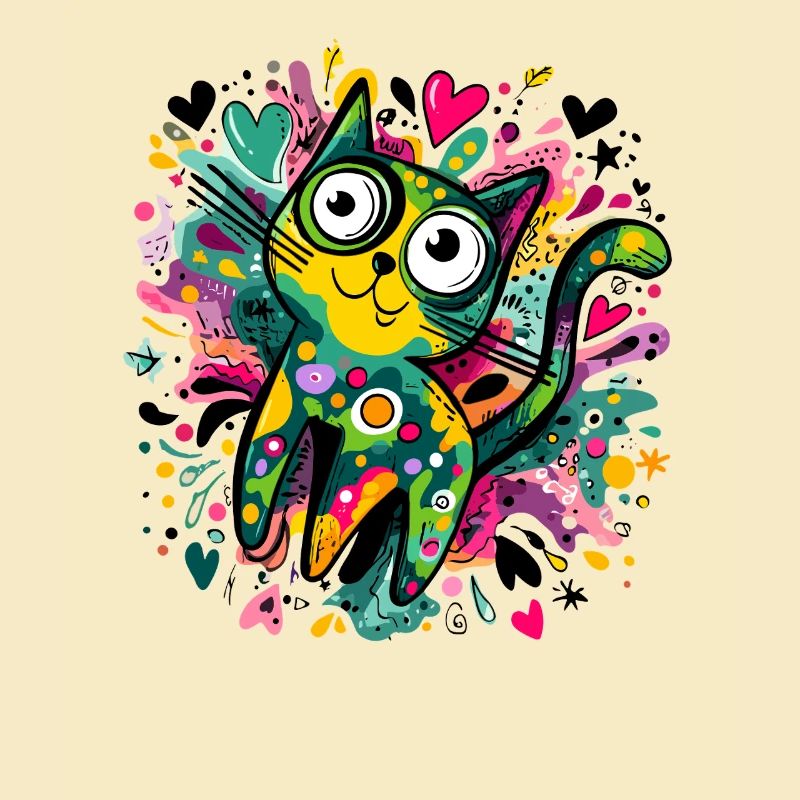 Œuvres colorées de chats graffitis
