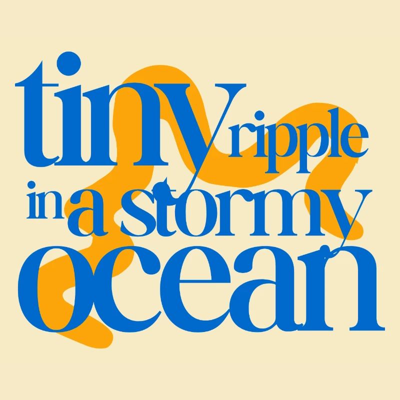 Tiny ripple in a stormy ocean (orange background)