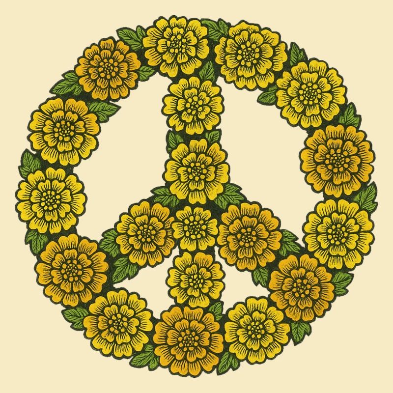 Floral Peace Sign Circle
