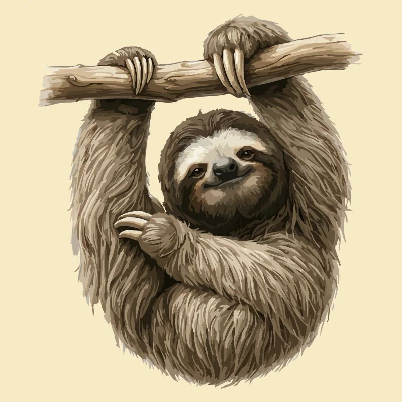 Sloth on a branch – cozy sloth
