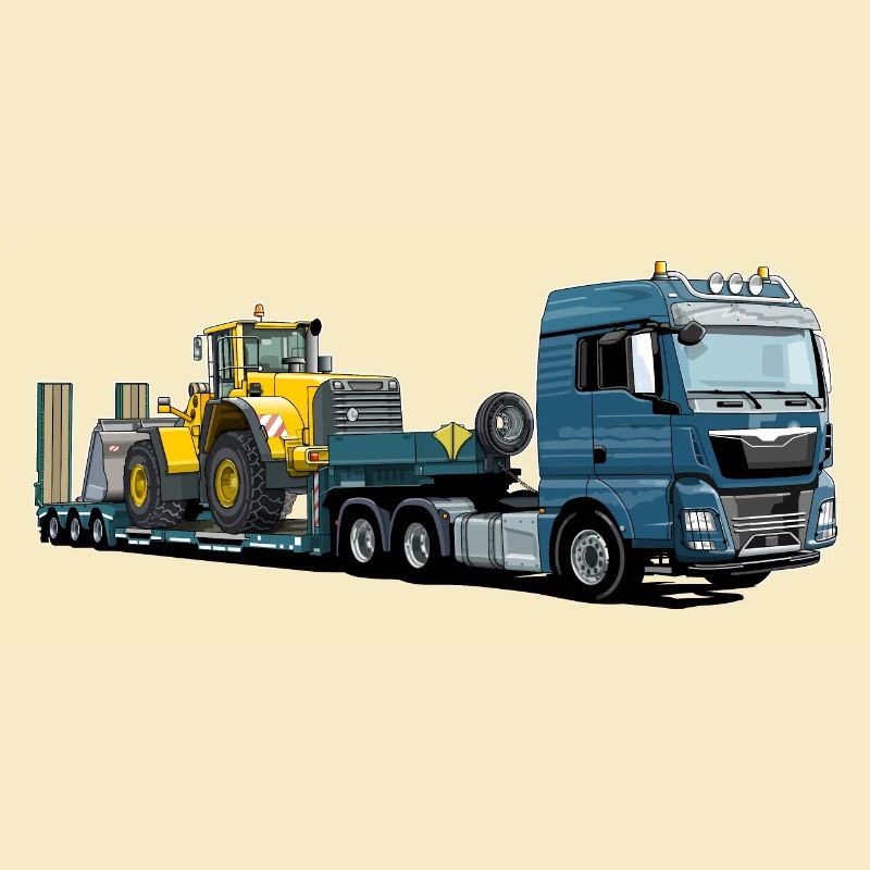 Tieflader mit Bagger