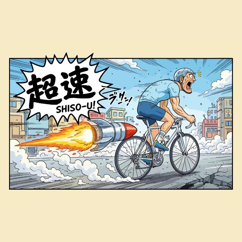 Cycliste à hypervitesse avec explosion de fusée
