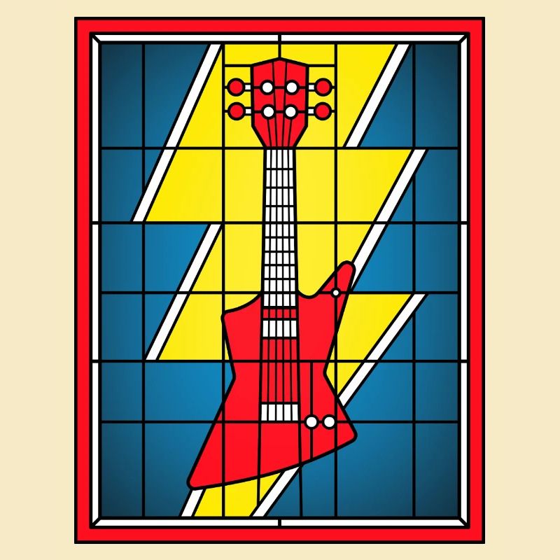 Glasmaleri-Gitarre mit Blitz