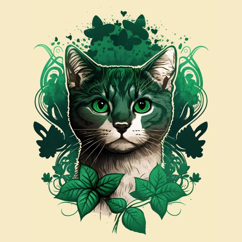 Katze mit Efeu Rahmen