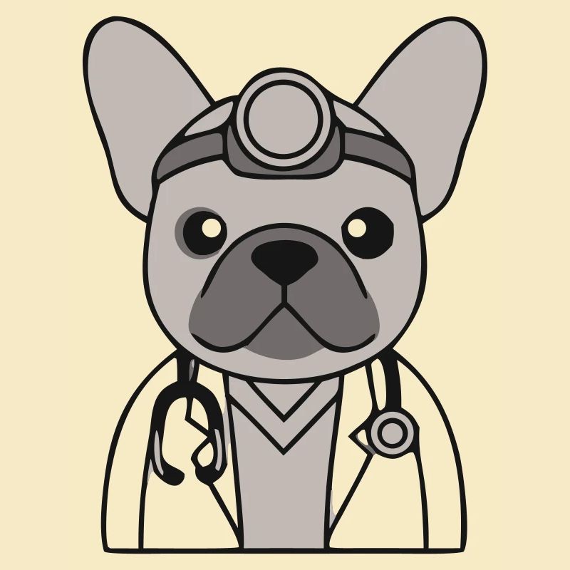 Frenchie Arzt Stethoskop Comic