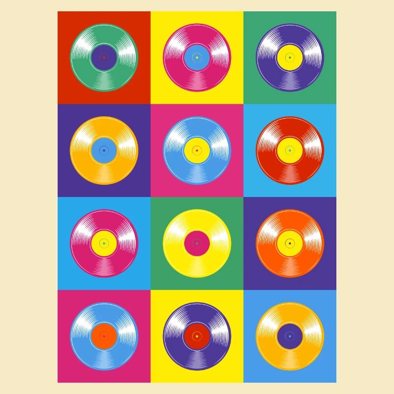 Disque vinyle vibrant Pop Art Collage