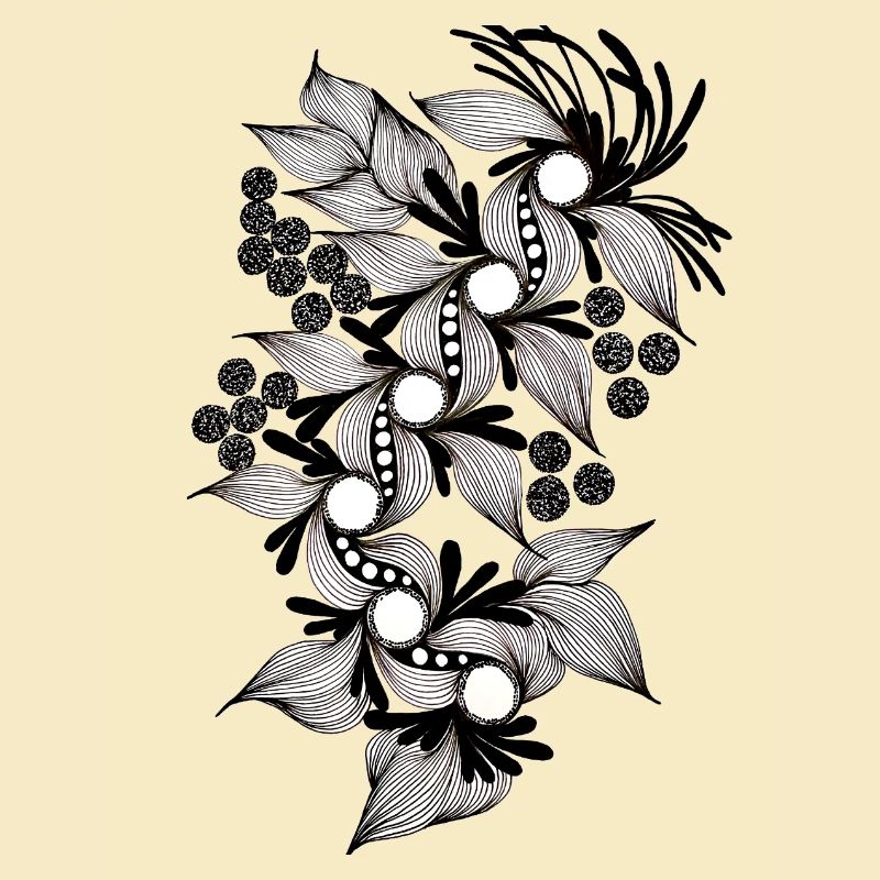 Spirale de fleurs noires et blanches