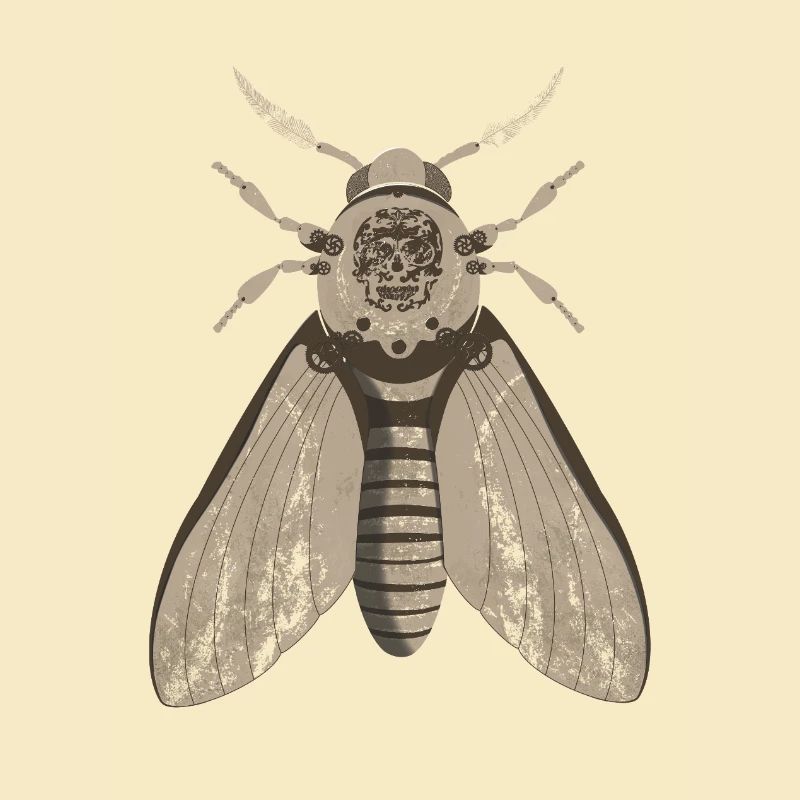 Papillon de nuit crâne dans le style steampunk