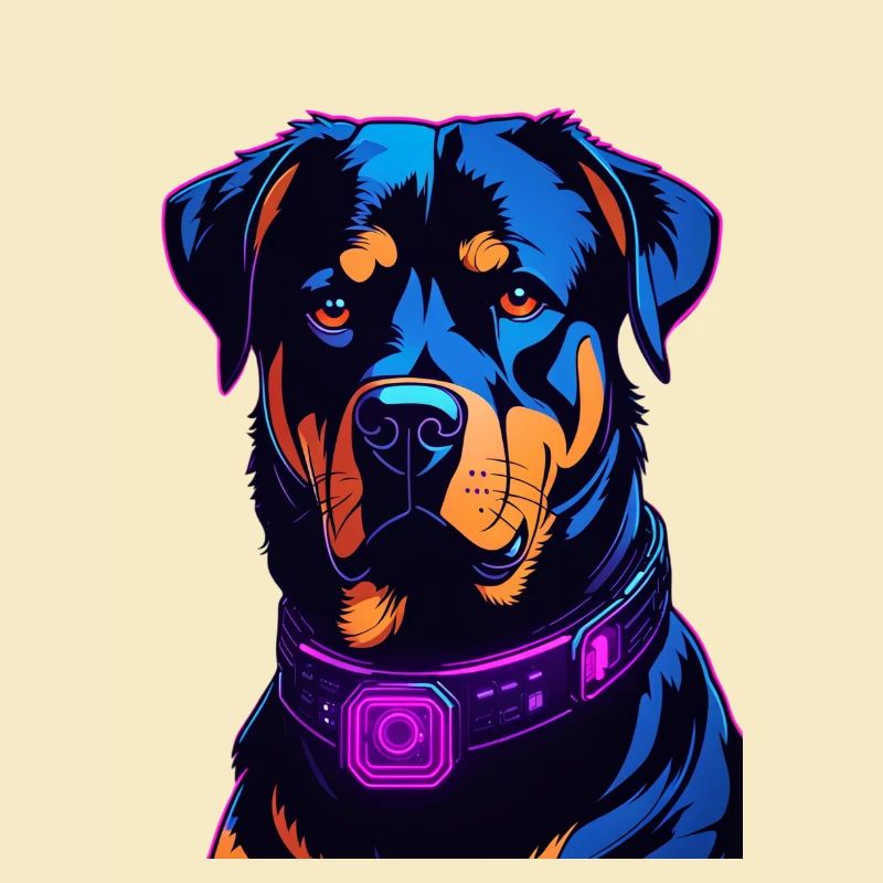 Néon Rottweiler Art Numérique