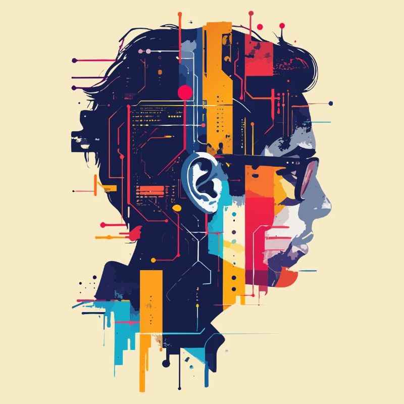 Digital AI Motif PCB Hacker Circuit Art