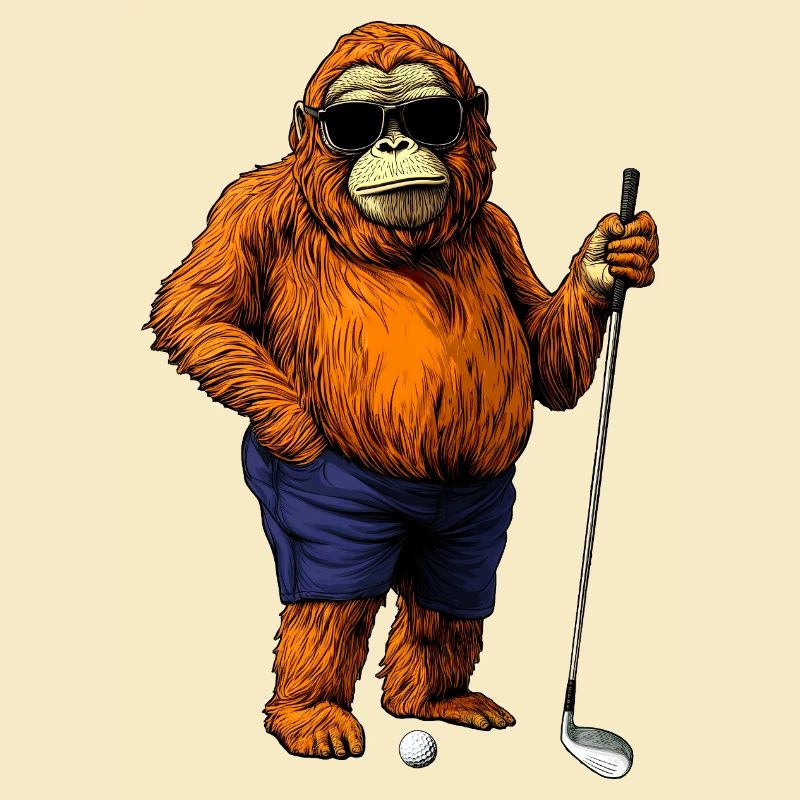 Affe Golfspieler