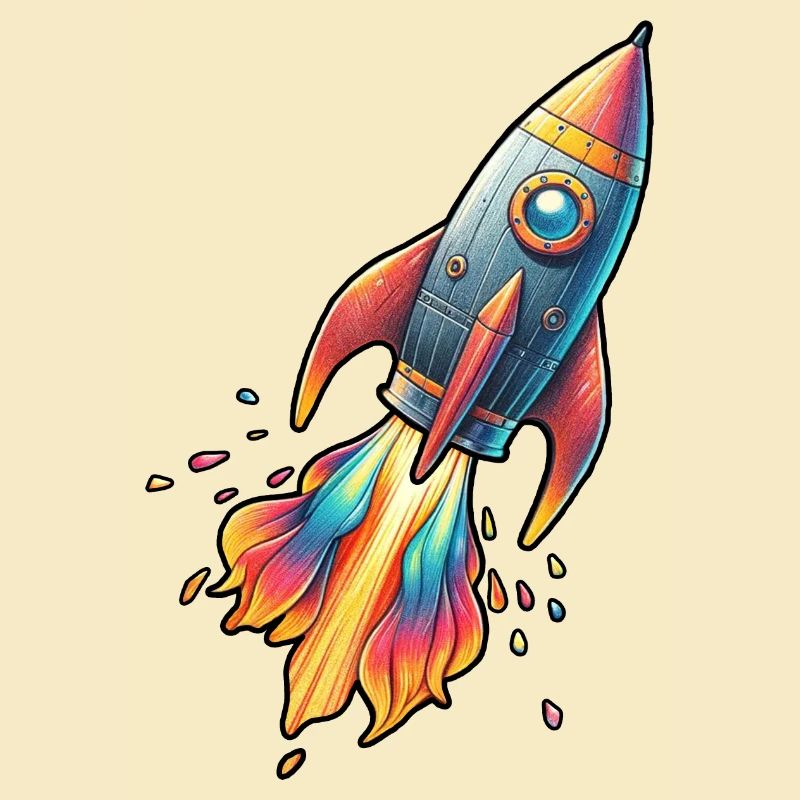 Fusée couleur avec couleurs de feu