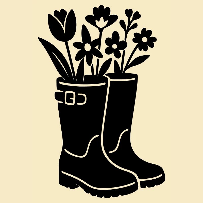 Bottes de printemps avec des fleurs