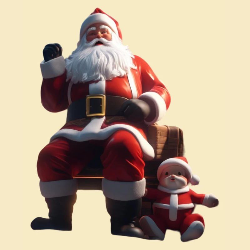 Père Noël sur le banc avec le bébé elfe