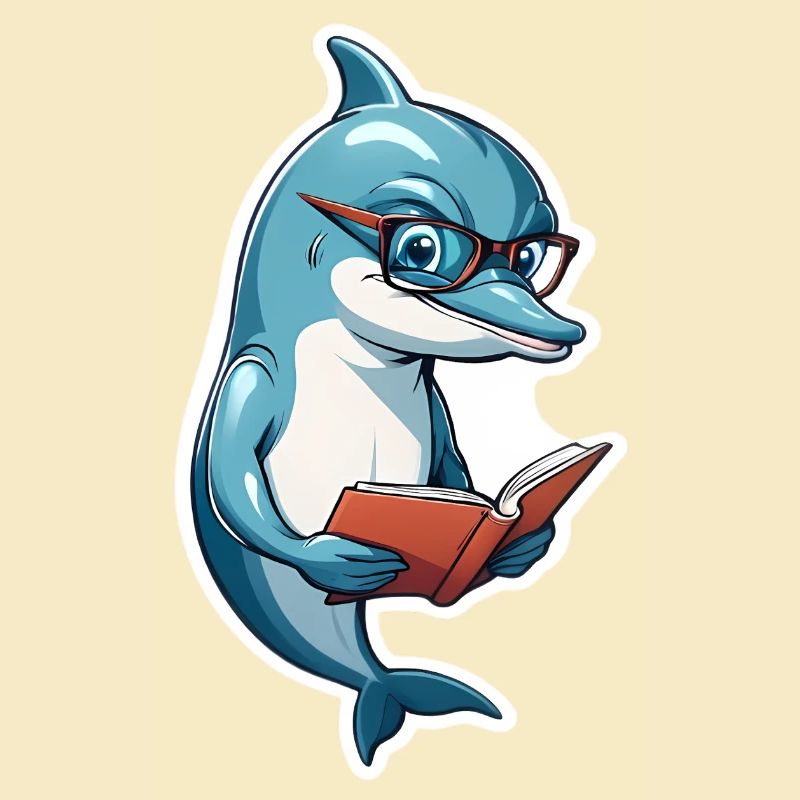 Clever dolphin with book