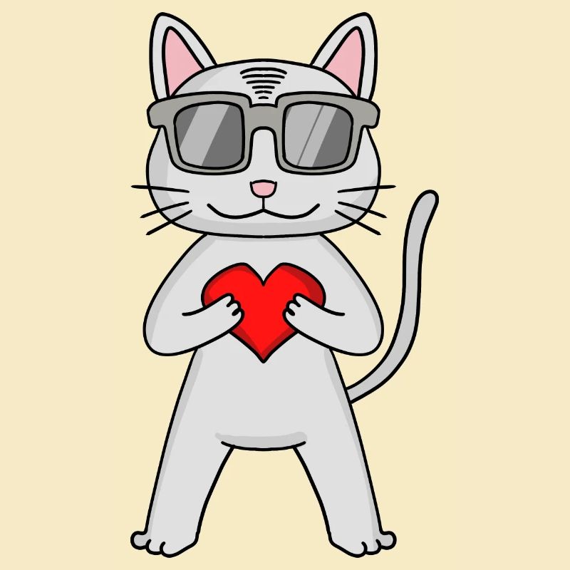 Devon Rex mit Sonnenbrille und Herz