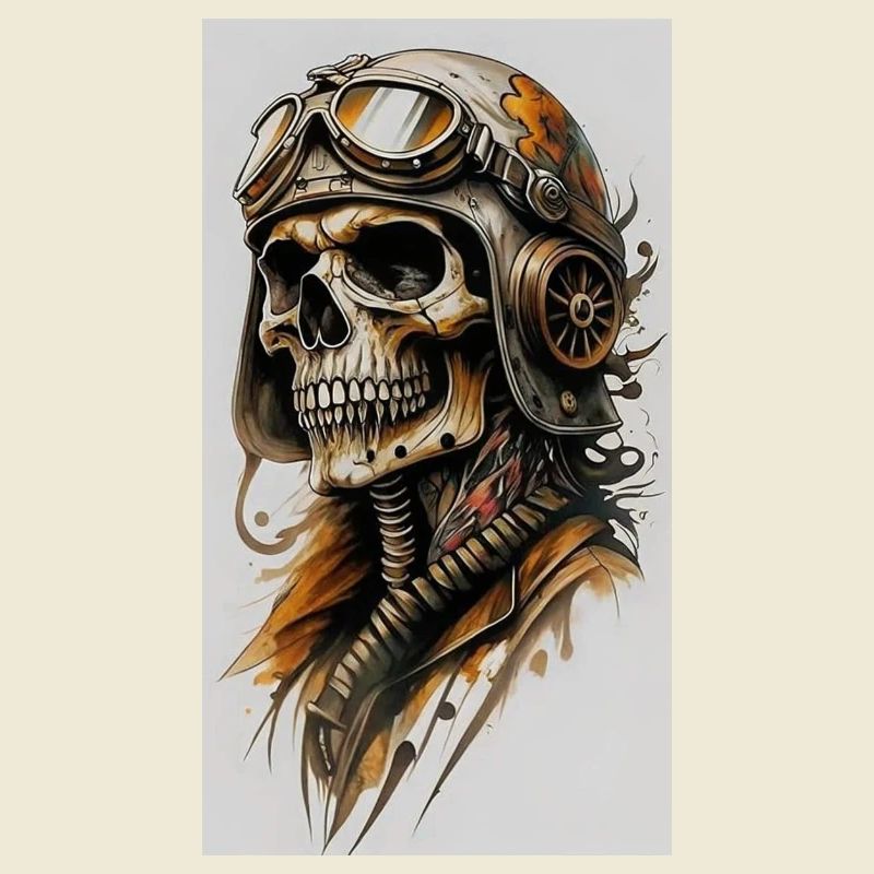 Skeleton pilot in steampunk style
