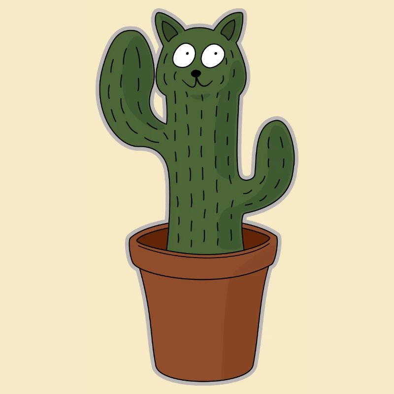 Chat comme cactus dans un pot de fleurs