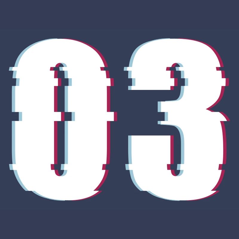 Three 3 Three 03 Number Effect Distorted Number