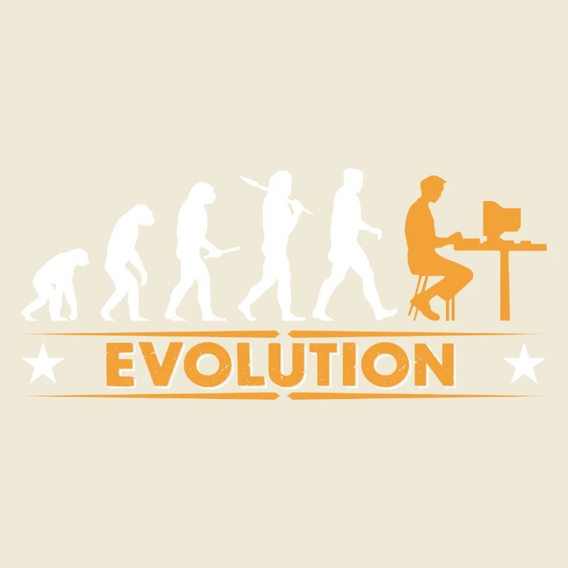 Computer Nerd Evolution - orange/weiss