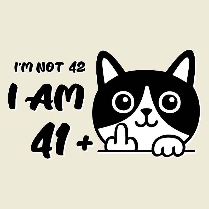 Ich bin nicht 42, ich bin 41 plus 1 Mittelfinger Katzenflipp