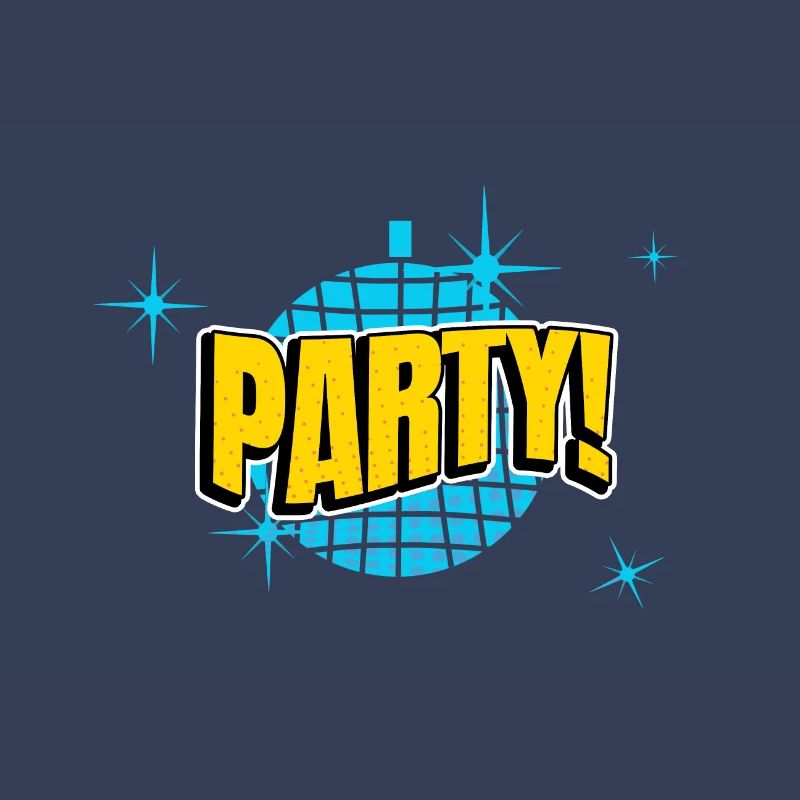 Party Disco Comic Style Bubble Graffiti Lettering